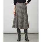 スカート ウールシルク ハウンドトゥース フレア スカート