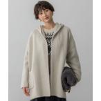 カーディガン 「洗える」ラクーンブレンドダブルフェイス フーディー ニットカーディガン レディース