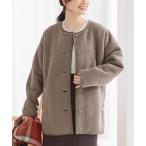 ショッピングカーデ カーディガン 「ハニぽか」あったかノーカラーカーデ レディース