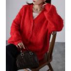 カーディガン シャギーVネックニットカー