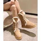 ブーツ 「25年秋冬新作」折り返しファーフェイクムートン 厚底スノーブーツ レディース