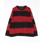 セーター ニット ダメージボーダークルーネックニット メンズ レディース