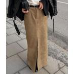 スカート フェイクスウェードロングタイトスカート