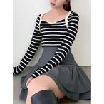 ニット セーター ハートネックラグランニットトップス レディース