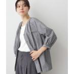 ショッピングカフス ブラウス シャツ 「洗える」ストライプカフス袖ブラウス レディース