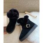 ブーツ ベルト付き フェイクファームートンブーツ レディース