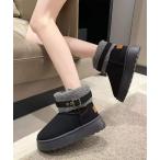 ブーツ ふわふわボア 厚底ベルトムートンショートブーツ レディース