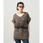 ベスト ジレ フリンジニットベスト レディース