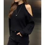 ショッピングオフショルダー ニット セーター オフショルダーニットトップス レディース