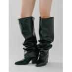 ブーツ ポインテッドドレープロングブーツ レディース