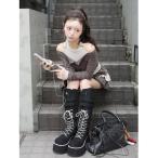 ブーツ Dロゴボリュームステッチロングブーツ レディース