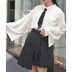 ショッピングケープ ブラウス シャツ タイ付オーバーケープ風ブラウス レディース