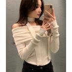 ショッピングオフショルダー ニット セーター オフショルダー長袖ニット レディース