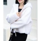 ブルゾン アウター ポケット付き フーデット ジップアップ ボア ジャケット レディース