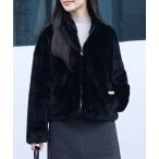 ブルゾン アウター スタンドカラー ジップアップ コンパクト ボア ジャケット レディース