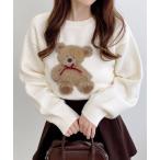 ショッピングレトロ ニット セーター もちもちフェザーベアニットプルオーバー レディース