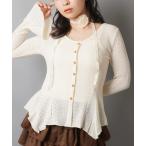 カーディガン 「セットアイテム」レースカーディガン/フレアスリーブ/ローズタイ付き/NEO森ガール レディース