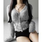 ショッピングレース カーディガン レースドッキングモヘアライクニットカーディガン ／ Lace docking mohair-like knit cardigan レディ