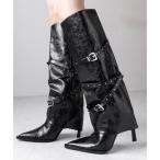 ブーツ ヴィンテージレザーベルテッドロングカバーブーツ ／vintage leather belted long cover boots レディース