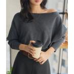 ニット セーター ボートネックドルマンリブニットトップス レディース