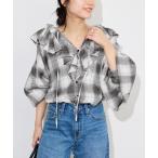 ブラウス シャツ crinkle crinkle crinkle SLOBE別注 ネルチェックラッフルブラウス CC-4025 レディース