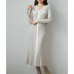 ショッピングマキシ丈ワンピース ワンピース 配色リブ編みニットミディ丈ワンピース