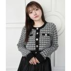 カーディガン 2wayカラーツイードニットカーディガン レディース