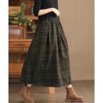 スカート チェック柄タックスカート