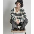 ニット セーター エスニックジャガードクロップドニットPO レディース