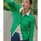 ニット セーター ポロ襟フレアカフスニット レディース