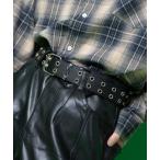 ショッピングＺＡＫＫＡ ベルト an meets zakka ダブルハトメアイレットスタッズ合成皮革ベルト レディース メンズ