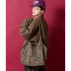 ショッピングＺＡＫＫＡ ハンドバッグ an meets zakka レオパードコットンキャンバス合成皮革ハンドルボストンバッグ