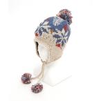 ニット帽 ニットキャップ an meets zakka ノルディック柄コード付きイヤーフラップボンボンウールニット帽 レディース メンズ