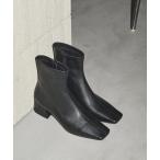 ブーツ GRISE4cmレザースクエアソフトフィットショートブーツ レディース