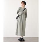 ワンピース ロング丈 ダブルガーゼピンタック袖ボリュームワンピース