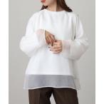 tシャツ オーガンジーレイヤード ダンボールニット ラグランプルオーバー長袖 レディース
