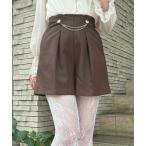 パンツ チェーン付きエンブレム釦ショートパンツ レディース