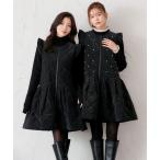 ワンピース グロスタフタ×サーモ・アリーナ ｜ 洗える ｜ キルティング ジレ ワンピース ( パール / リボン ) ｜ アウター / コート /