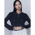 ニット セーター ダメージニットフーディ レディース