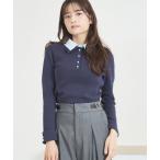 ニット セーター WEB限定 2025秋冬新作 配色シャツレイヤードニット レディース