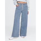 「GAP」 イージーパンツ L ライトインディゴブルー レディース