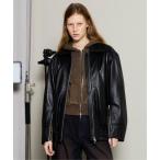 ブルゾン アウター Oversized Real Leather Zip Blouson / オーバーサイズリアルレザージップブルゾン レディース メ