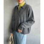 ショッピングショート カーディガン 「mizuiro ind/ミズイロインド」 ショート丈 襟付きニットカーディガン レディース