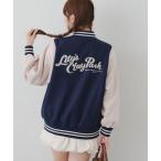 スタジャン 刺繍入り配色スタジャン レディース