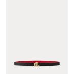 ベルト ロゴ リバーシブル ペブルド スキニー ベルト レディース