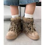 ブーツ WEGO/「25年秋冬新作」ボリュームファーレースアップフェイクムートンブーツ レディース