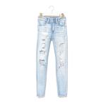 ショッピングアメリカンイーグル 「American Eagle」 刺繍スキニーデニムパンツ 00 ブルー レディース