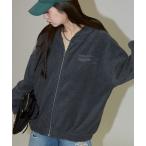 ショッピング刺繍 パーカー PUBLUX/パブリュクス レタリング 刺繍 フリース ジップ ビッグ パーカー　限定展開 レディース