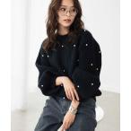 ショッピングパール ニット セーター 「2025AW」パール付き ボリュームスリーブ ニット プルオーバー「洗える」 レディース