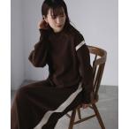 ワンピース バイカラー配色ラインニットワ